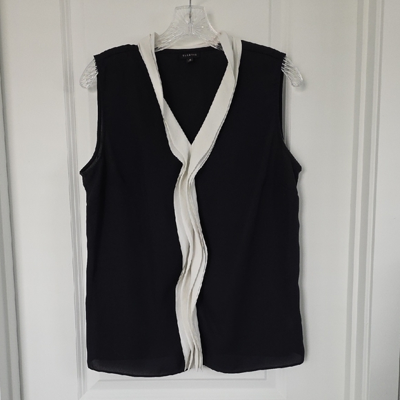 Talbots Tops - Talbots Black Sleeveless Blouse with White Trim